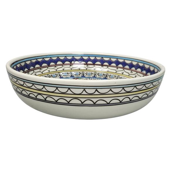 Vintage 80s Jerusalem Armenian Hand-Painted Ceramic Bowl 11.5" Floral Pottery - Picture 4 of 7